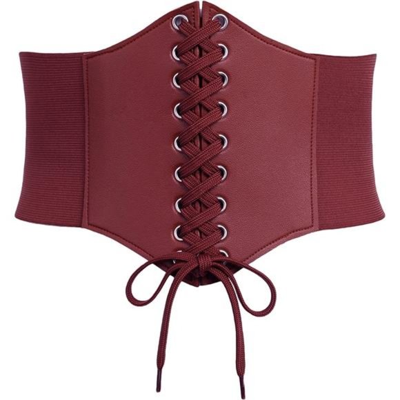 Avidlove Women Waspie Corset Belt Lace Up Waist Belt Leather Gothic Corset Belt main image 6